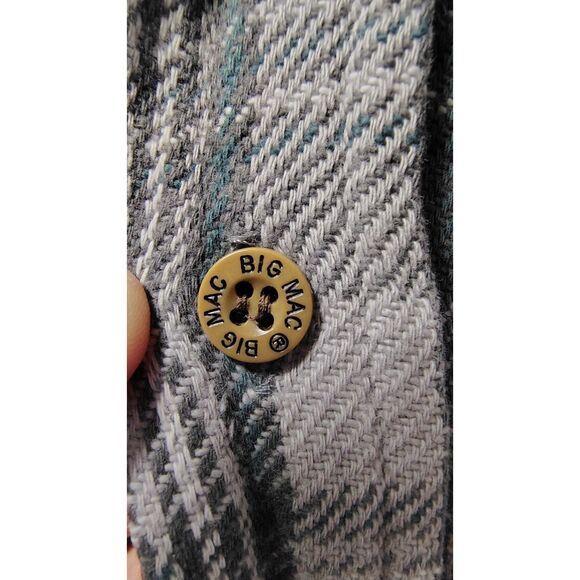 Vintage Big Mac Large Men's Green Plaid Long Sleeve Work Shirt - Picture 5 of 6